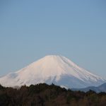 戻って来た冬空と富士山と屋根の雪