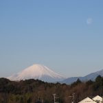 富士山とお月さん、今日はこの位置