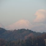 クリスマスの朝のデコレーション富士山